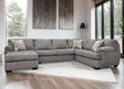 Front view of Brentwood Gray Chenille sectional sofa with chaise