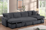 Side view of July Charcoal Double Storage Chaise Sectional sofa