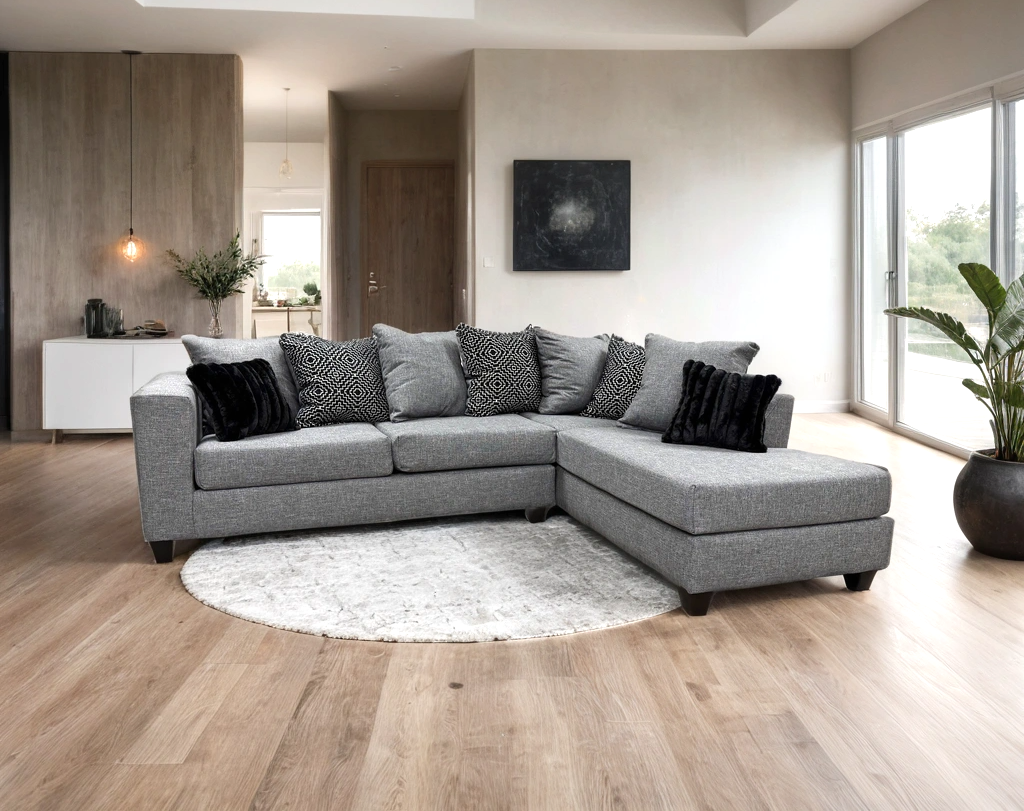 main view of Monroe Gunmetal Fabric Sectional sectional sofa