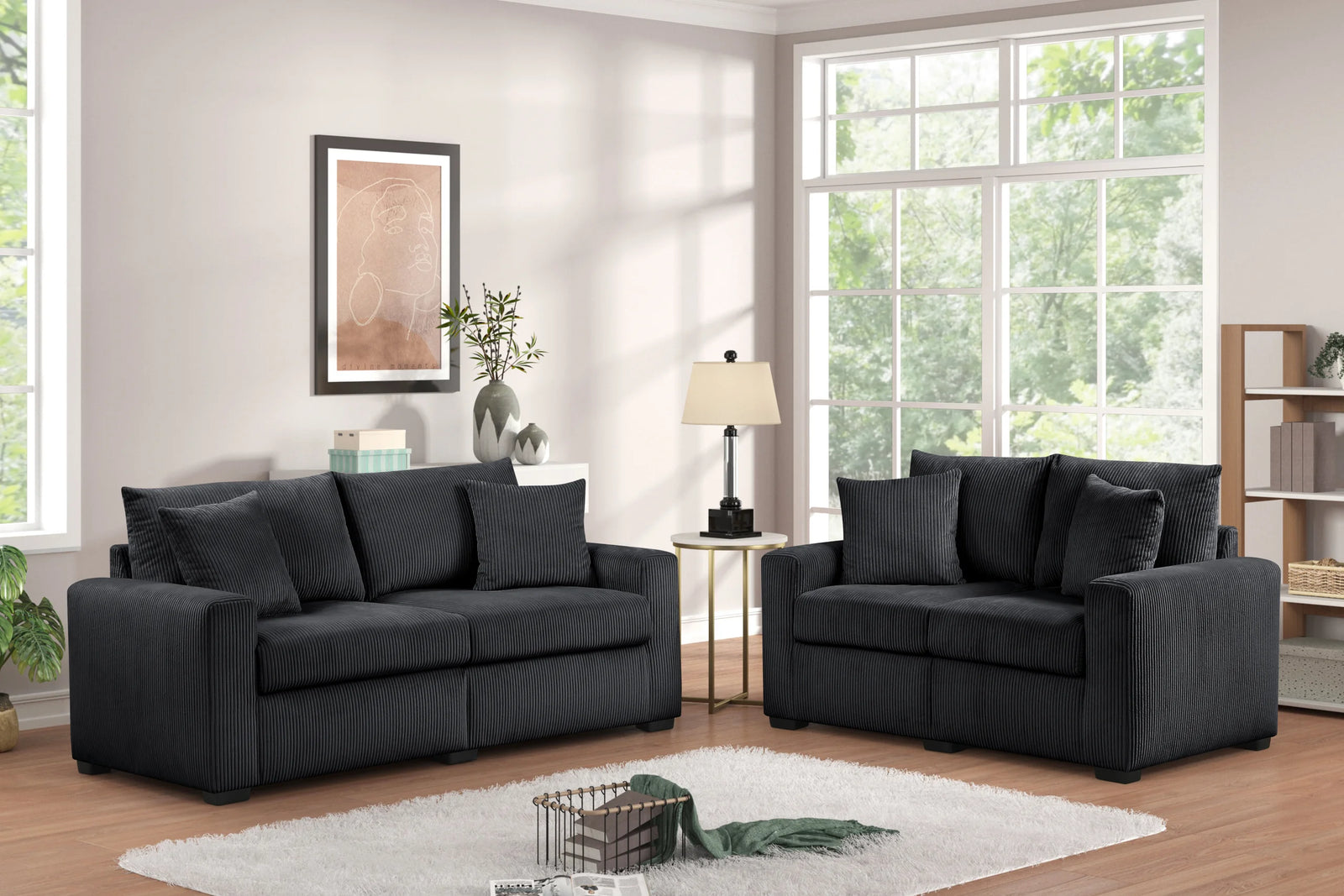 main view of Hime Black 2-Piece Living Room Set furniture