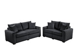 Side view of Hime Black 2-Piece Living Room Set with black cord fabric upholstery