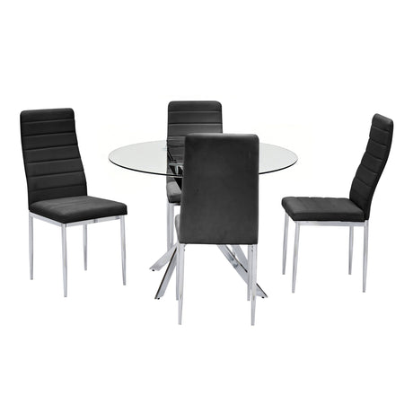 Room view of Diane Black Round Dining Room Set showing table and chairs in dining setting