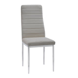 Side angle of Diane Gray Round Dining Room Set with chairs and table in gray finish