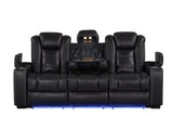 Stefano black gel leather recliner angled view