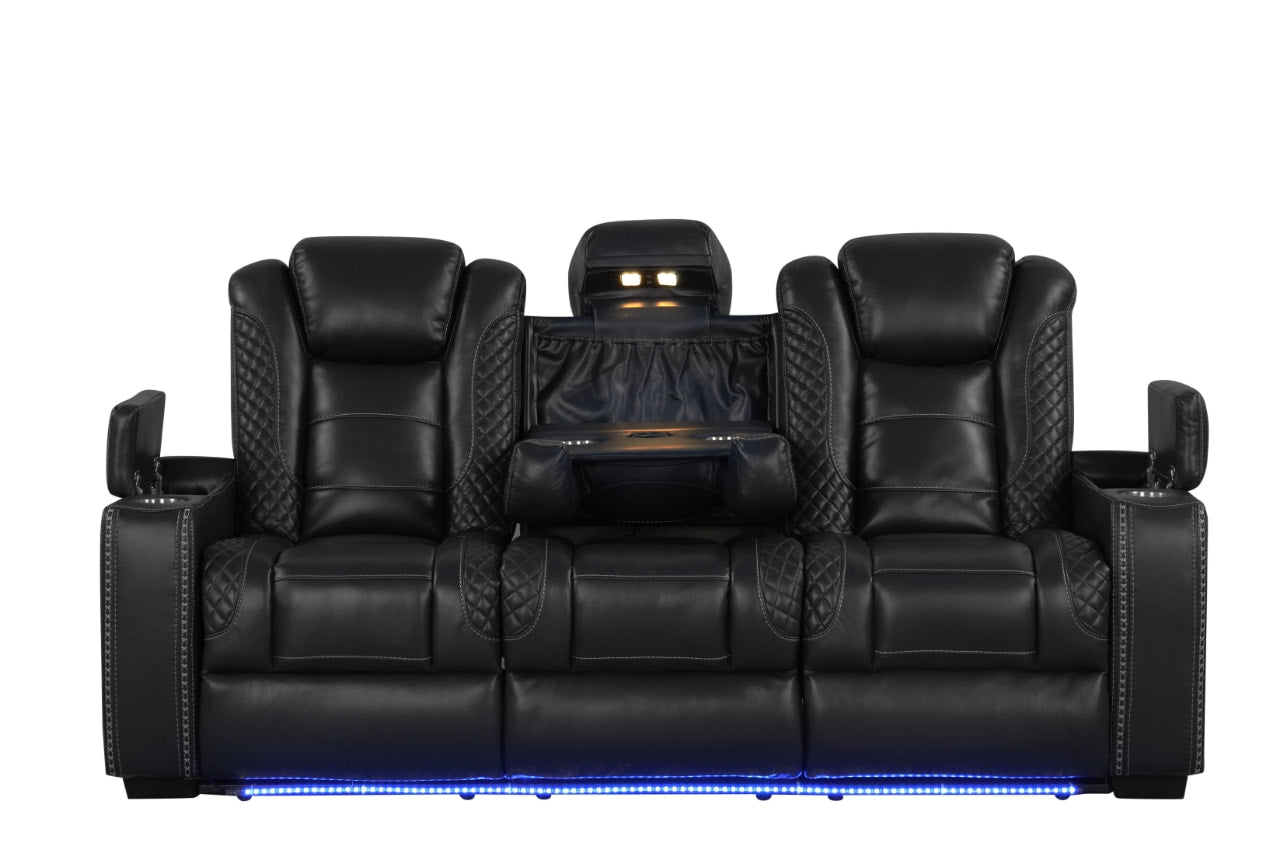 Stefano black gel leather recliner angled view