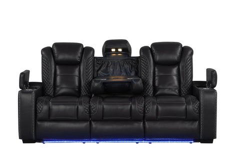 Stefano black gel leather recliner angled view