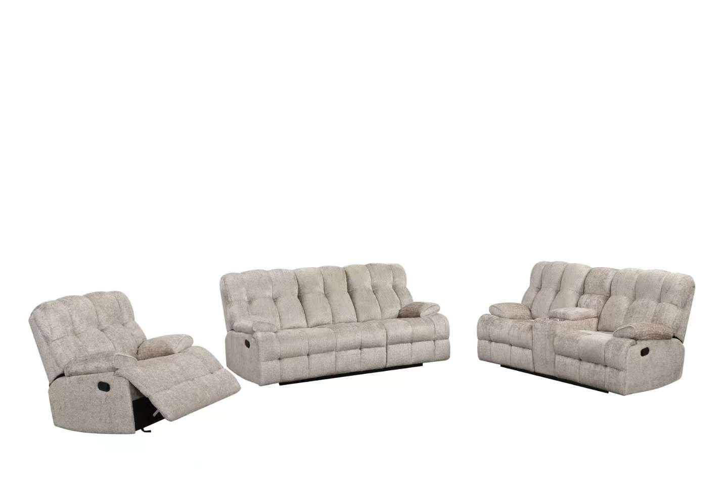Martina Gray Fabric recliner side angle