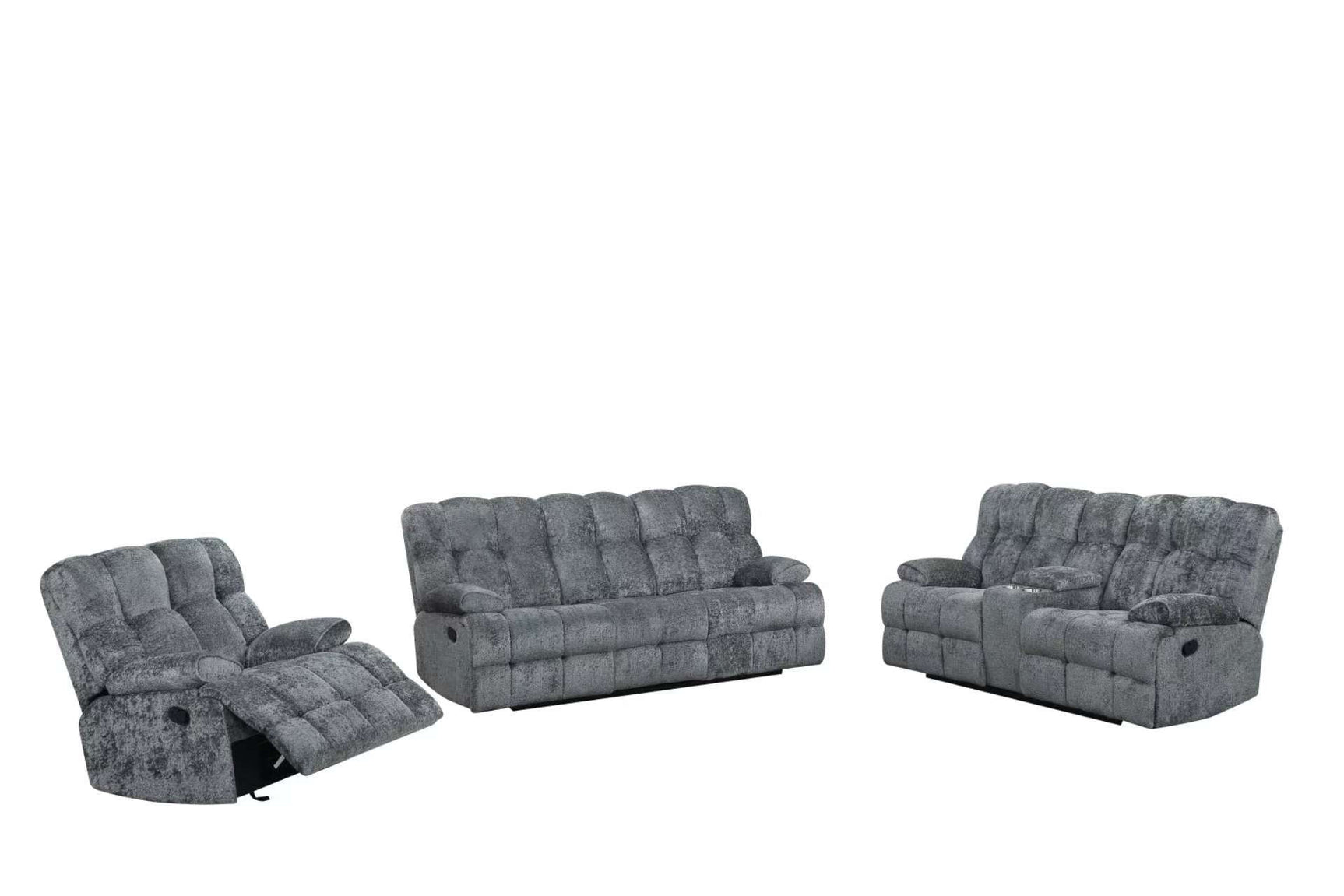 Martina Reclining Set fabric texture and side angle