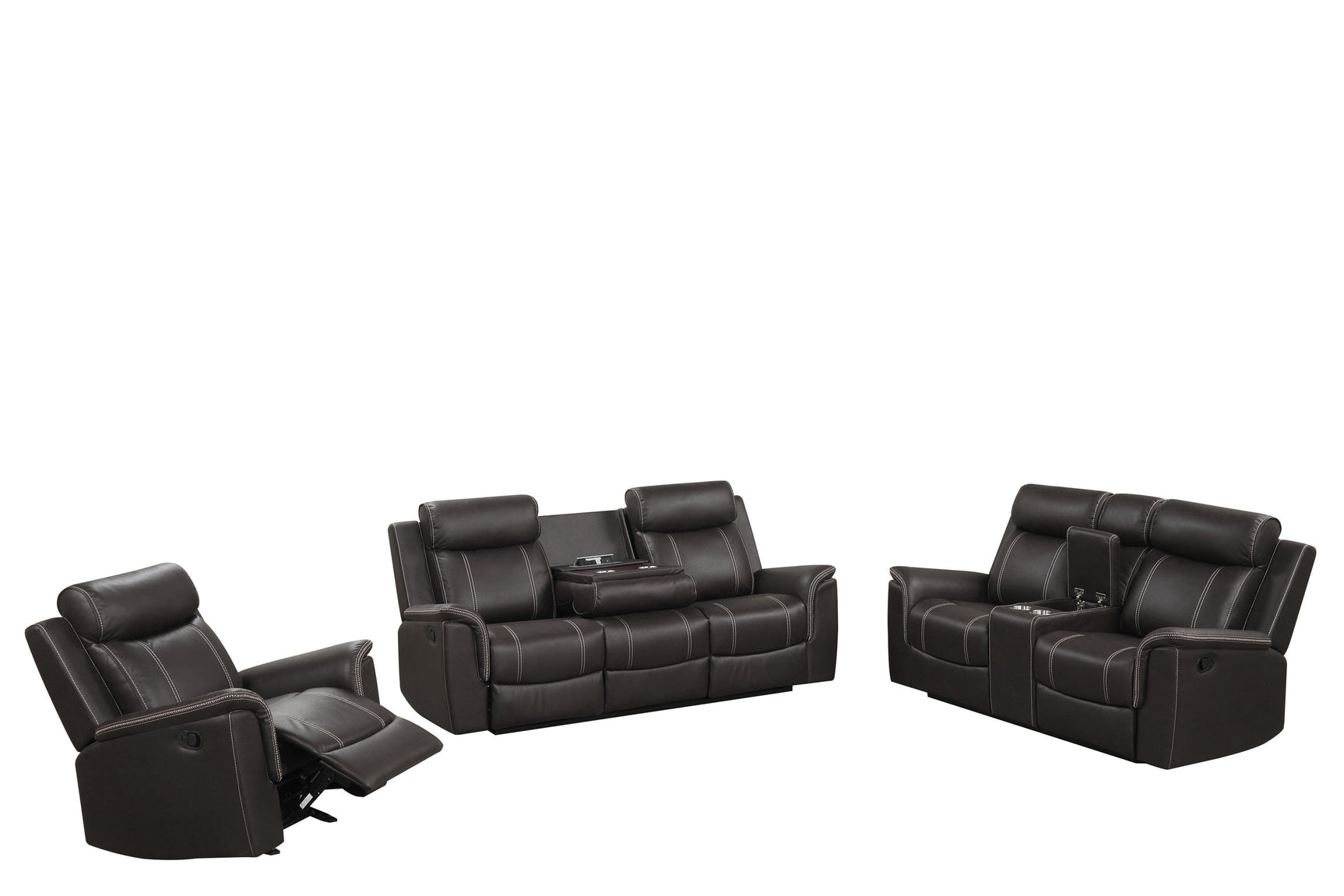 Sofia Espresso reclining loveseat angled view
