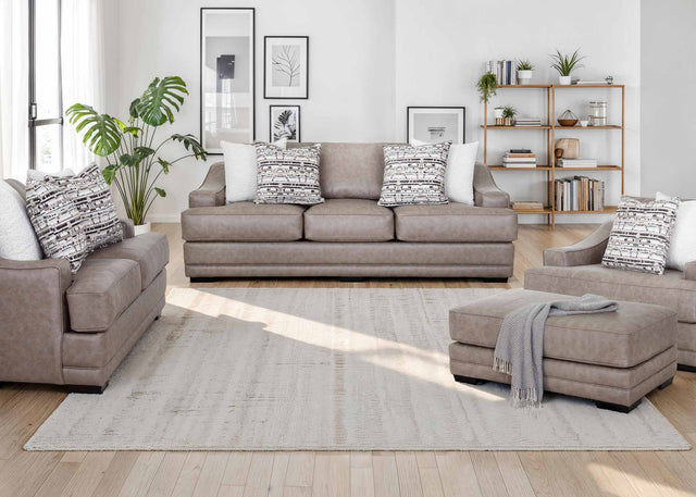 Side view of Franklin Greige Oversized 2-Piece Living Room Set sofa and loveseat