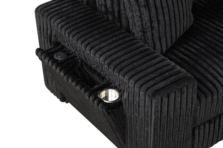 Bazooka Black 7-Piece Sectional Sofa close-up showing corduroy fabric detail