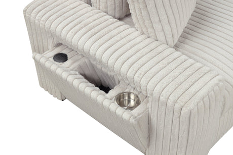 Close-up detail of beige corduroy fabric on Bazooka 7-Piece Sectional sofa