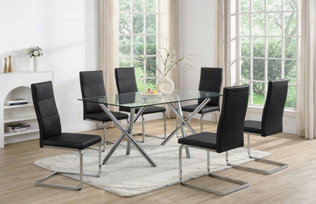 Dani Black Glass Dining Table with 6 Chairs main view