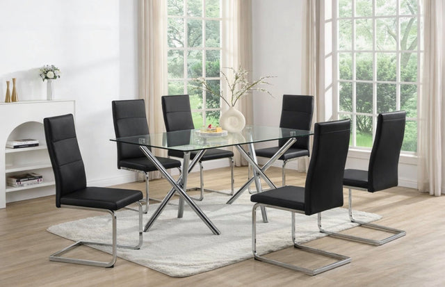 Dani Black Glass Dining Table with 6 Chairs main view