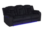 Loveseat showing Bluetooth speaker and storage compartments