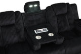 Sofa drop-down tray with power box outlets and cup holders