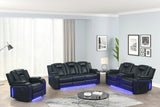 Black gel leather reclining sofa side view