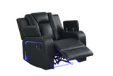 View of loveseat armrest storage compartment