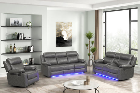 Aiden Gray loveseat with reclining feature side view