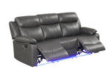 Gray leather gel recliner chair angled view