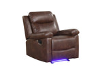 Isabel Espresso loveseat footrest with LED lights on