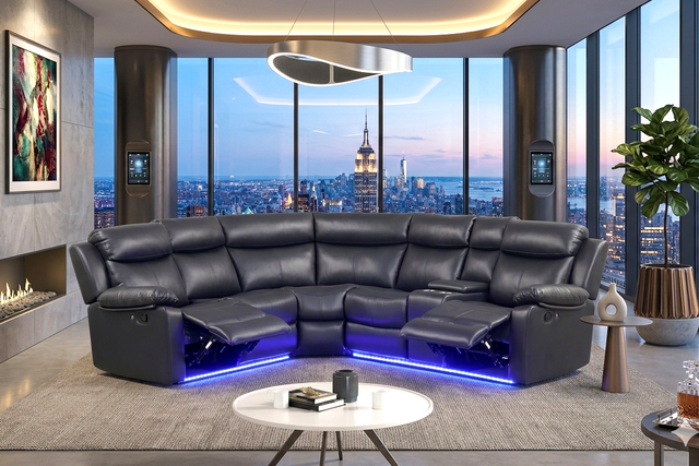 Super Black Reclining Sectional from Decor Furniture