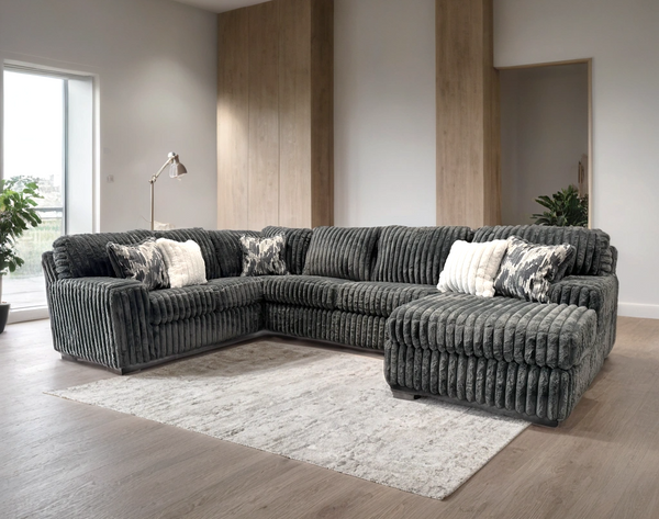 Marlo Charcoal Sectional sofa front angle view