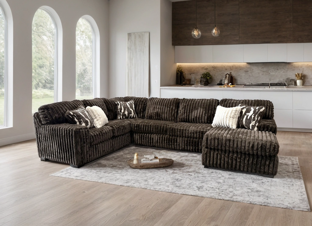 Main front view of Marlo Chocolate Sectional sofa with chaise