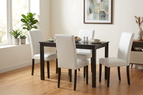 Donny White PU Dining Table + 4 Chairs from Decor Furniture