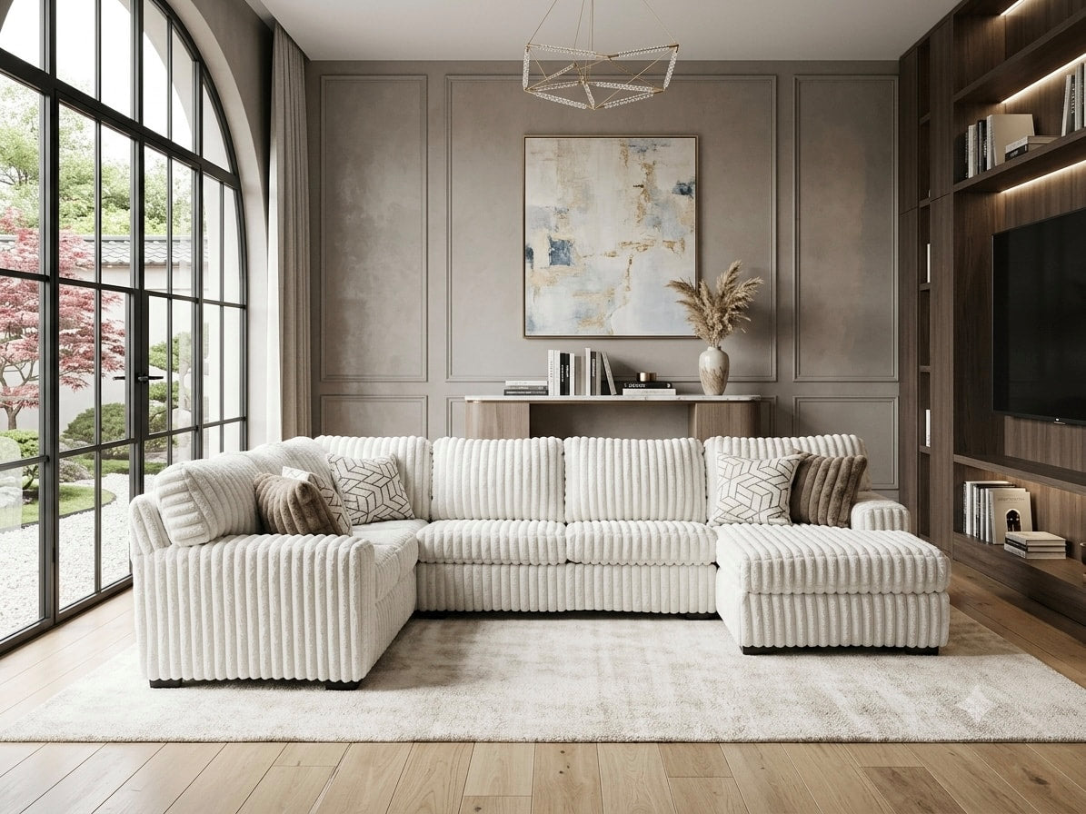 Marlo Cream Velvet Sectional from Decor Furniture