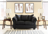 Detail view of Ashley 750-08 black microfiber sofa upholstery