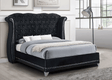 Luxor black velvet tufted upholstered platform queen bed front view