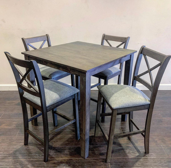 Tahoe Gray Dining Room Set main view showing table and four chairs in grey finish