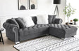 Royal Grey Velvet Tufted Sectional Sofa main view