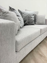 Side view of Dove Gray Fabric Sofa Loveseat furniture