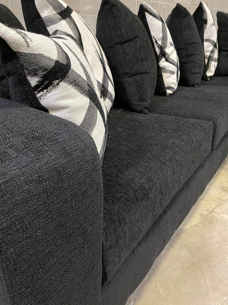 Bron Black Velvet Upholstered Sectional sofa side view