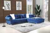 Side view of London Blue Velvet Tufted Oversized Sectional Sofa