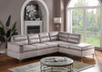 Front view of Vogue Grey Velvet Sectional Sofa with gold metal legs