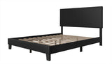 Latty black upholstered full size platform bed footboard detail