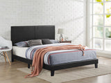 Latty black upholstered platform king bed side view