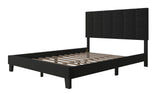 Nini Black Velvet Upholstered Platform Twin Bed corner detail