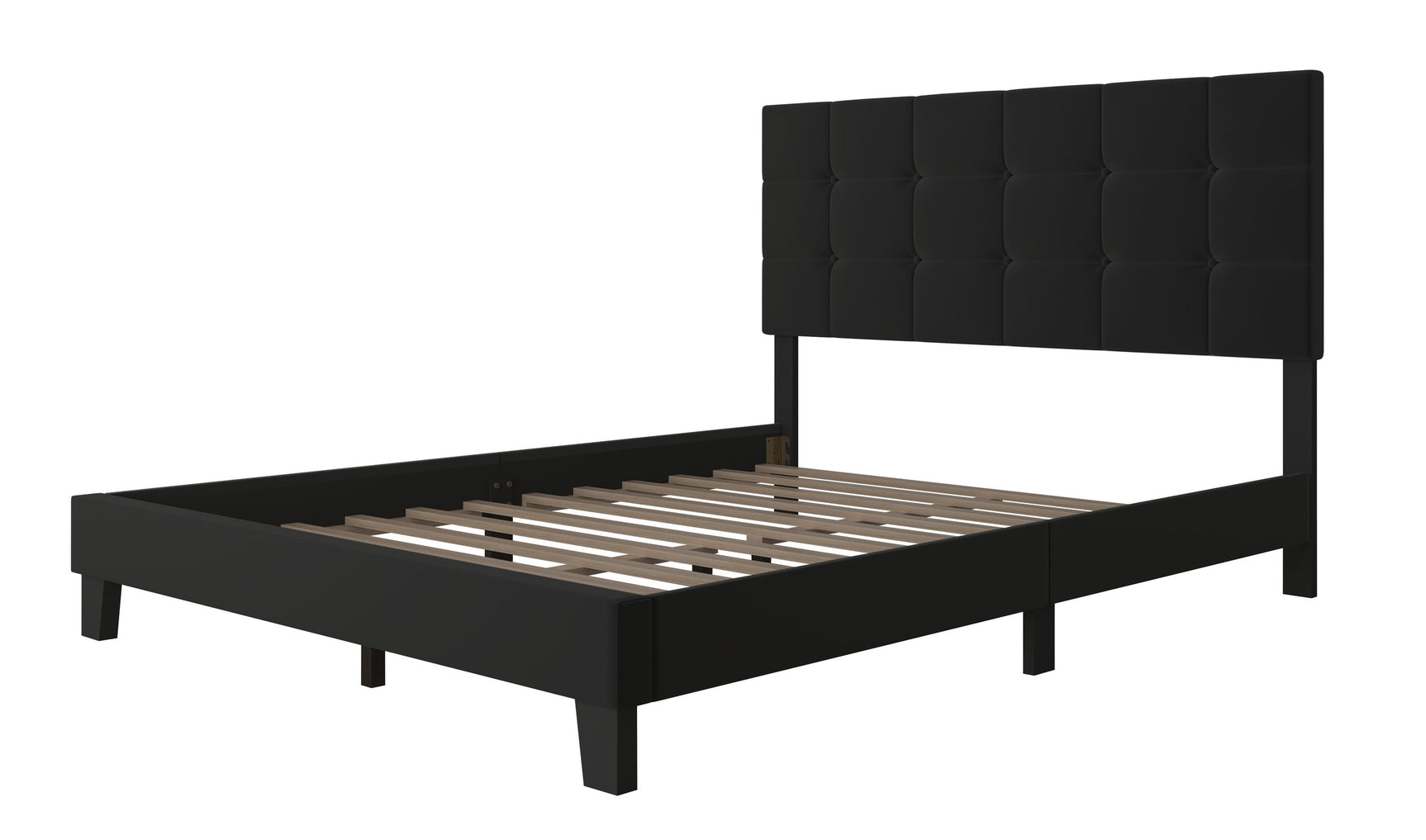 Close-up of black velvet upholstery on Nini Full Platform Bed