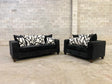 Monroe Black Chenille Fabric Sofa and Loveseat Set front view