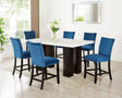 Finley Blue Velvet Marble Counter Height Dining Set front view