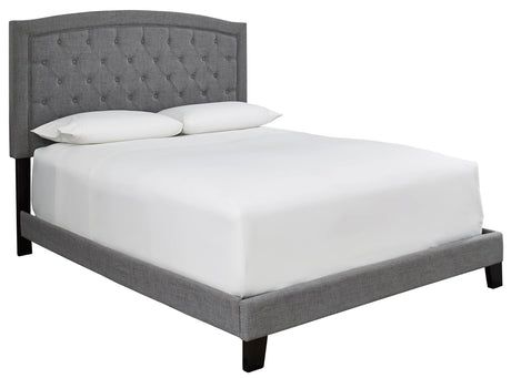 Adelloni Gray Tufted Fabric Upholstered Platform King Bed side angle