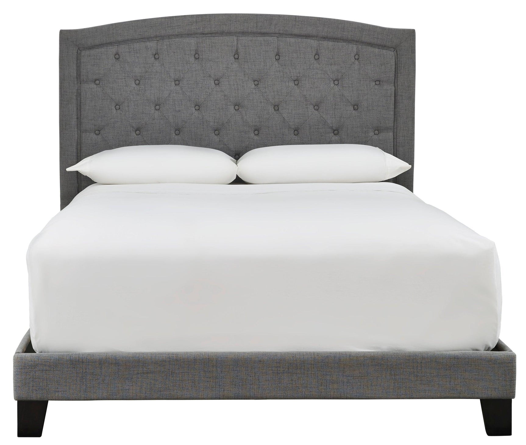 Adelloni Gray Upholstered Tufted Platform Bed showing platform base