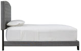 Full view of Adelloni Gray Tufted Platform King Bed in a bedroom setting