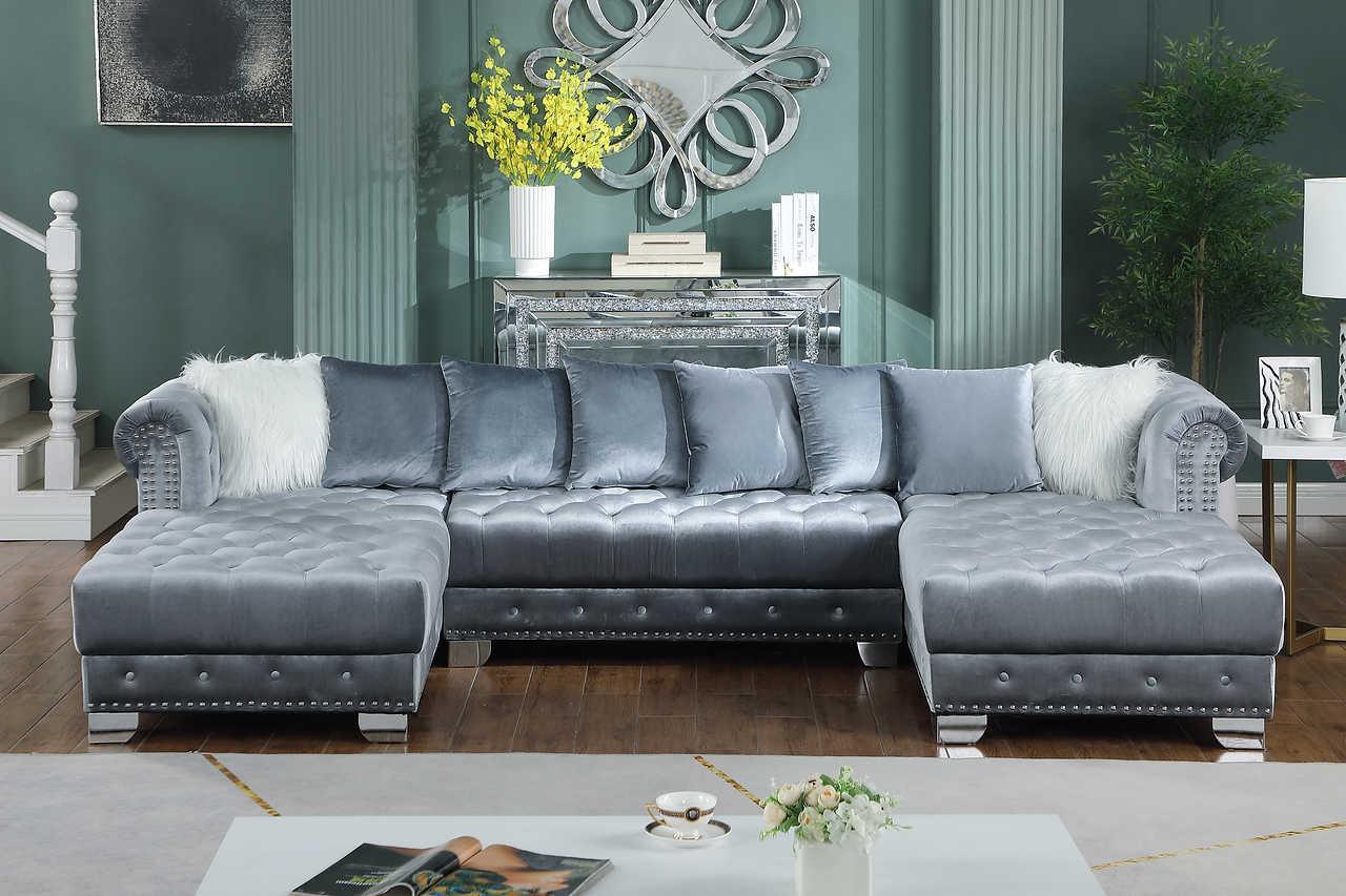 Side angle of Jordan II Grey sectional sofa