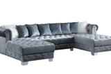 Close-up detail of Jordan II Grey sectional sofa upholstery