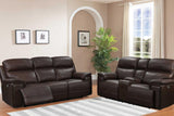 El Paso power reclining loveseat with console in dark brown leather match